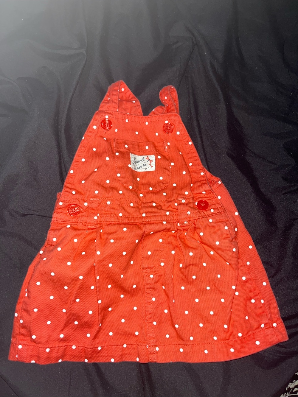 Girls' pink Polka Dot Overall Dress with Bib Pocket